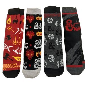 Dungeons & Dragons Men Multi-Color 4 Pairs Causal Crew Socks Shoe Size 6-12